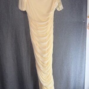 SHEIN Cream Maxi Dress with Ruched Design